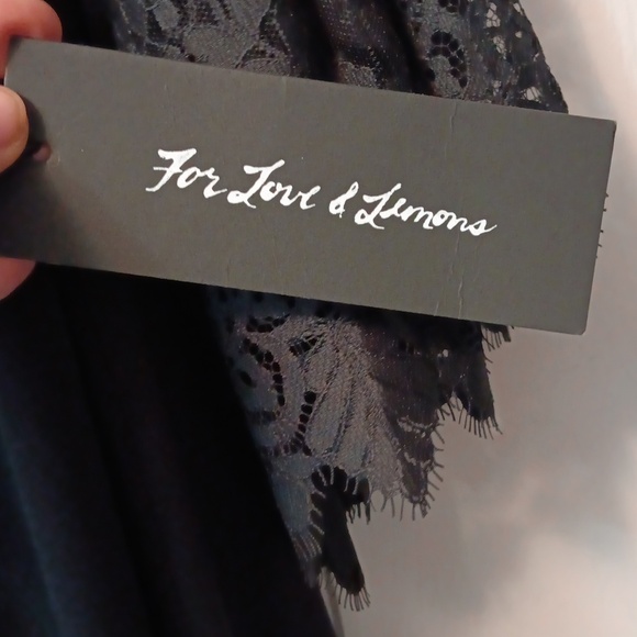 For Love and Lemons Black Dress Blouse with Lace Flare Sleeves NWT Small To Med - Picture 4 of 6